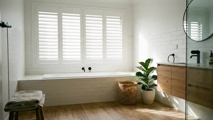Waterproof shutters in a bathroom